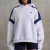 Bluza z kapturem z bawełnianego polaru w kolorze szarym melanżowym Bluza z kapturem z bawełnianego polaru w kolorze szarym melanżowym