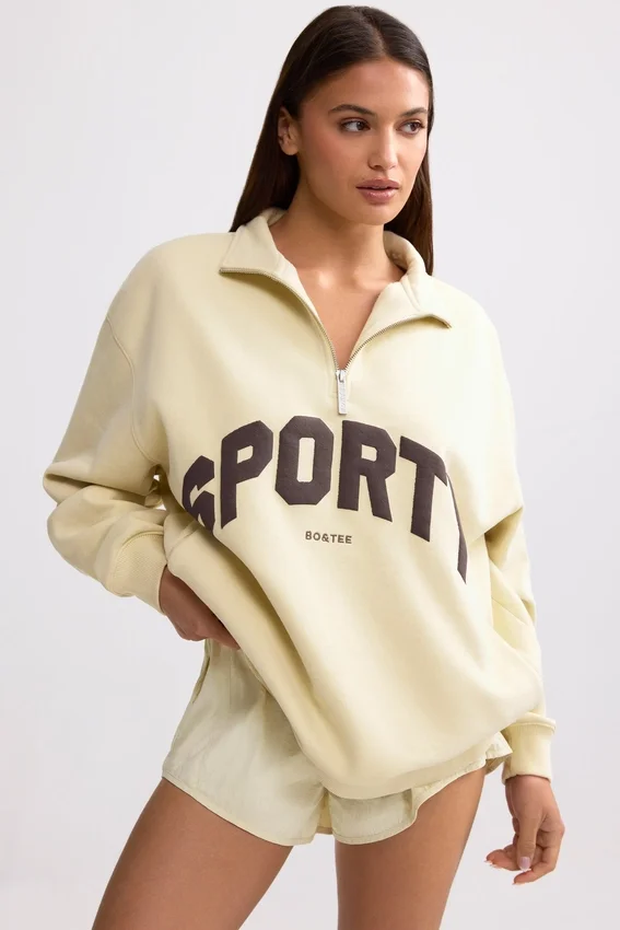Bluza z zamkiem 1/4 w kolorze kości słoniowej Bluza z zamkiem 1/4 w kolorze kości słoniowej