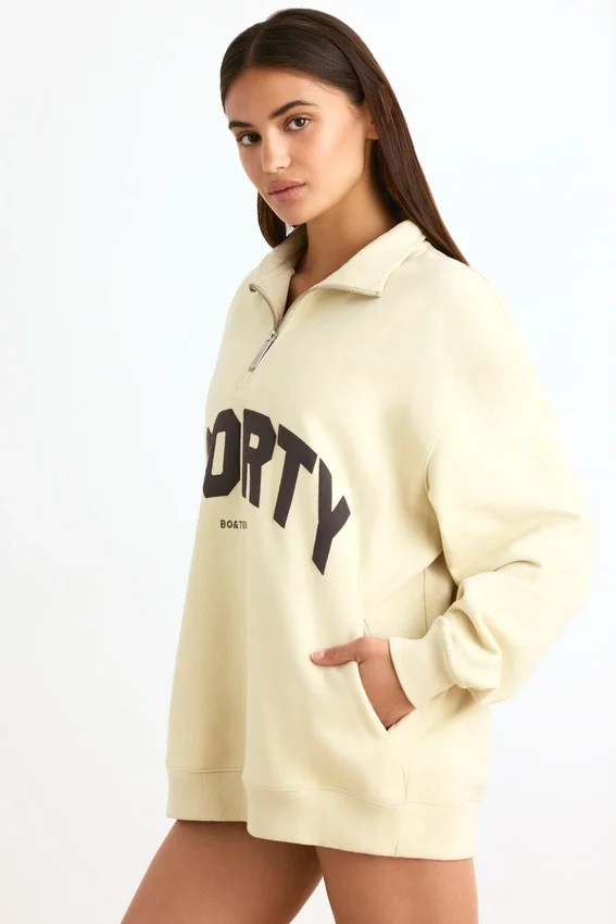 Bluza z zamkiem 1/4 w kolorze kości słoniowej Bluza z zamkiem 1/4 w kolorze kości słoniowej