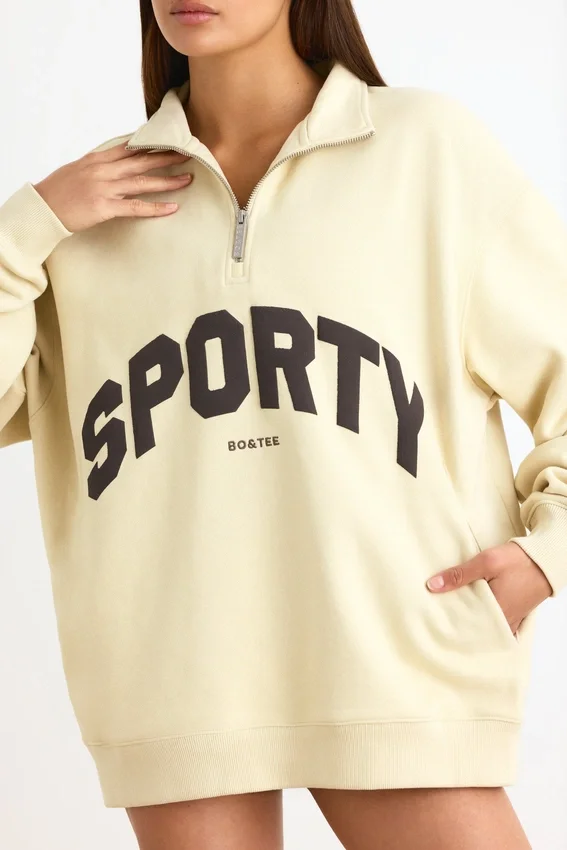 Bluza z zamkiem 1/4 w kolorze kości słoniowej Bluza z zamkiem 1/4 w kolorze kości słoniowej