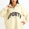 Bluza z zamkiem 1/4 w kolorze kości słoniowej Bluza z zamkiem 1/4 w kolorze kości słoniowej