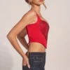 Bluzka gorsetowa Allure z dekoltem w kształcie serca i wiązaniem z przodu w kolorze różowej czerwieni
