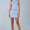 Bluzka z golfem Aurelle z imitacji zamszu w kolorze delikatnego błękitu Bluzka z golfem Aurelle z imitacji zamszu w kolorze delikatnego błękitu