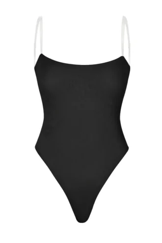 Body Intimates z miękkiej siateczki z niewidocznymi ramiączkami i stringami w kolorze czarnym