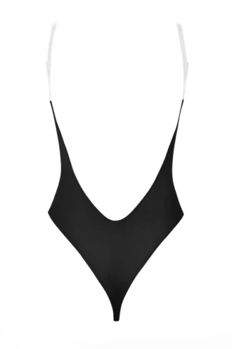 Body Intimates z miękkiej siateczki z niewidocznymi ramiączkami i stringami w kolorze czarnym