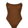 Body Intimates z miękkiej siateczki z niewidocznymi ramiączkami i stringami w kolorze kasztanowym Body Intimates z miękkiej siateczki z niewidocznymi ramiączkami i stringami w kolorze kasztanowym