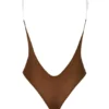 Body Intimates z miękkiej siateczki z niewidocznymi ramiączkami i stringami w kolorze kasztanowym Body Intimates z miękkiej siateczki z niewidocznymi ramiączkami i stringami w kolorze kasztanowym