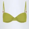 Bruny – marszczony stanik bikini z fiszbinami, ozdobiony koralikami, w kolorze oliwkowym