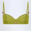 Bruny – marszczony stanik bikini z fiszbinami, ozdobiony koralikami, w kolorze oliwkowym