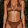 Brązowy top bikini Mele Plunge Micro Brązowy top bikini Mele Plunge Micro