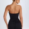 Czarna mini sukienka bandeau z marszczeniami Kalinda