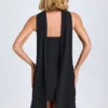 Czarna sukienka Mini Cecilia z detalem w postaci szalika Czarna sukienka Mini Cecilia z detalem w postaci szalika