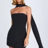 Czarna sukienka Mini Cecilia z detalem w postaci szalika Czarna sukienka Mini Cecilia z detalem w postaci szalika