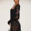 Czarna sukienka mini Jovie z przezroczystego, zdobionego body w stylu gorsetu