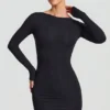 Czarna sukienka Mini Lyla z modalu z odkrytymi plecami Czarna sukienka Mini Lyla z modalu z odkrytymi plecami
