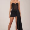 Czarna sukienka Mini Norah z wiązanym gorsetem typu bandeau Czarna sukienka Mini Norah z wiązanym gorsetem typu bandeau