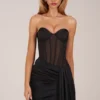 Czarna sukienka Mini Norah z wiązanym gorsetem typu bandeau Czarna sukienka Mini Norah z wiązanym gorsetem typu bandeau