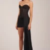 Czarna sukienka Mini Norah z wiązanym gorsetem typu bandeau Czarna sukienka Mini Norah z wiązanym gorsetem typu bandeau