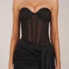 Czarna sukienka Mini Norah z wiązanym gorsetem typu bandeau Czarna sukienka Mini Norah z wiązanym gorsetem typu bandeau