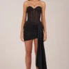 Czarna sukienka Mini Norah z wiązanym gorsetem typu bandeau Czarna sukienka Mini Norah z wiązanym gorsetem typu bandeau