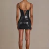 Czarna sukienka mini z koronki z cekinami Theodora Premium Czarna sukienka mini z koronki z cekinami Theodora Premium