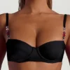 Czarne doły od bikini Maui z szerokimi ramiączkami i zdobieniami z koralików