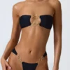 Czarne doły od bikini z szerokimi ramiączkami i zdobieniami Sunray Czarne doły od bikini z szerokimi ramiączkami i zdobieniami Sunray