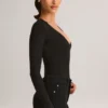 Czarny body z długim rękawem Elodie Modal Plunge Czarny body z długim rękawem Elodie Modal Plunge