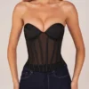 Czarny gorset typu bandeau z wiązaniem Zoa Czarny gorset typu bandeau z wiązaniem Zoa