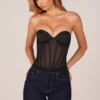 Czarny gorset typu bandeau z wiązaniem Zoa Czarny gorset typu bandeau z wiązaniem Zoa