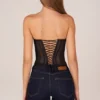 Czarny gorset typu bandeau z wiązaniem Zoa Czarny gorset typu bandeau z wiązaniem Zoa