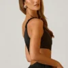 Czarny, marszczony, asymetryczny top Brisa Czarny, marszczony, asymetryczny top Brisa