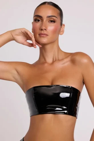 Czarny stanik bandeau Jadis z winylu