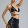 Czarny stanik bikini Liberty z ozdobnymi krzyżującymi się ramiączkami Czarny stanik bikini Liberty z ozdobnymi krzyżującymi się ramiączkami