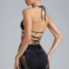 Czarny stanik bikini Liberty z ozdobnymi krzyżującymi się ramiączkami Czarny stanik bikini Liberty z ozdobnymi krzyżującymi się ramiączkami