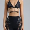 Czarny stanik bikini Liberty z ozdobnymi krzyżującymi się ramiączkami Czarny stanik bikini Liberty z ozdobnymi krzyżującymi się ramiączkami