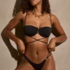 Czarny stanik bikini z fiszbinami i wieloma ramiączkami Positano Czarny stanik bikini z fiszbinami i wieloma ramiączkami Positano