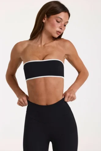 Czarny stanik sportowy typu bandeau Soft Active