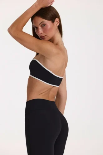 Czarny stanik sportowy typu bandeau Soft Active