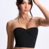 Czarny top bandeau Edie z modalu z skręconym przodem Czarny top bandeau Edie z modalu z skręconym przodem