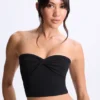 Czarny top bandeau Edie z modalu z skręconym przodem Czarny top bandeau Edie z modalu z skręconym przodem
