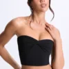 Czarny top bandeau Edie z modalu z skręconym przodem Czarny top bandeau Edie z modalu z skręconym przodem