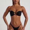Czarny top bikini bandeau Praslin z koralikami Czarny top bikini bandeau Praslin z koralikami