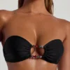 Czarny top bikini bandeau Praslin z koralikami Czarny top bikini bandeau Praslin z koralikami