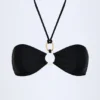Czarny top bikini Savai z marszczonym dekoltem typu halterneck i metalowymi detalami Czarny top bikini Savai z marszczonym dekoltem typu halterneck i metalowymi detalami