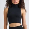 Czarny top z golfem Soft Active