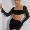 Czarny top z ozdobnym dekoltem typu cowl La Desirade Czarny top z ozdobnym dekoltem typu cowl La Desirade