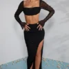 Czarny top z ozdobnym dekoltem typu cowl La Desirade Czarny top z ozdobnym dekoltem typu cowl La Desirade