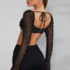 Czarny top z ozdobnym dekoltem typu cowl La Desirade Czarny top z ozdobnym dekoltem typu cowl La Desirade