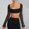 Czarny top z ozdobnym dekoltem typu cowl La Desirade Czarny top z ozdobnym dekoltem typu cowl La Desirade